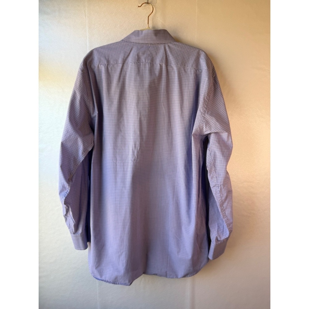 Peter Millar Mens Purple White Gingham Check Button Down Shirt Size 17 43cm L - Picture 8 of 8